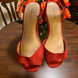 orange wide width heels